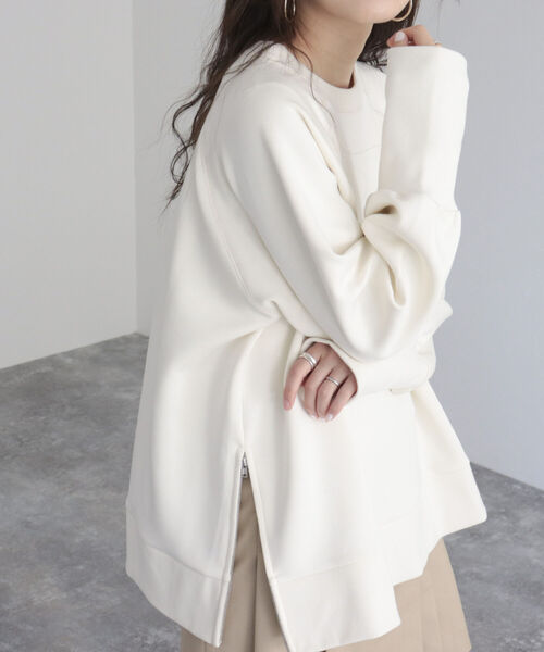 fredy emue（フレディエミュ）の「ポンチサイドジッププルオーバー（Tシャツ/カットソー・レディース・カーキ/アイボリー/チャコールグレー/ラベンダー・38）」の5枚目の写真