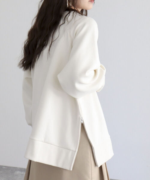 fredy emue（フレディエミュ）の「ポンチサイドジッププルオーバー（Tシャツ/カットソー・レディース・カーキ/アイボリー/チャコールグレー/ラベンダー・38）」の7枚目の写真