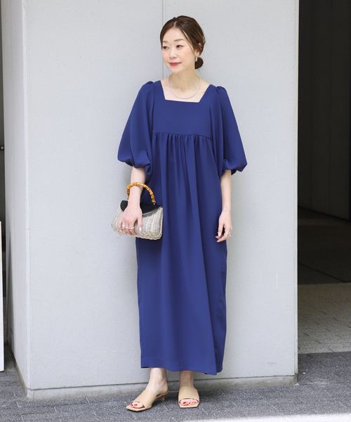 極美品✨ヴェルメイユパーイエナ　ジョーゼットギャザーワンピース　ネイビー 極美品✨ヴェルメイユパーイエナ ジョーゼットギャザー