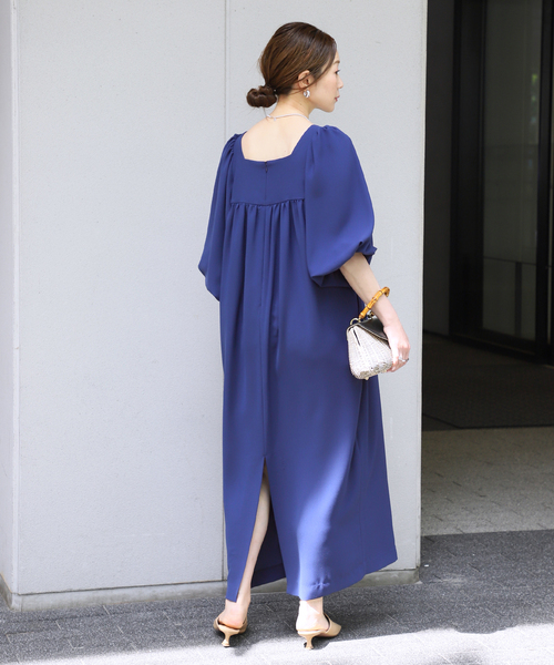 極美品✨ヴェルメイユパーイエナ　ジョーゼットギャザーワンピース　ネイビー 極美品✨ヴェルメイユパーイエナ ジョーゼットギャザー