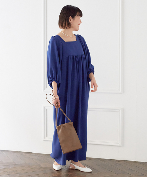 ジョーゼットスクエアネックワンピース（ワンピース）｜VERMEIL par