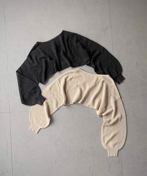 cheriella（シェリエラ）の「【cheriella】WEB限定透かし編みショートニットプルオーバー 新色追加（ニット/セーター・レディース・ブラック/アイボリー/パープル/ブルー・M）」の21枚目の写真