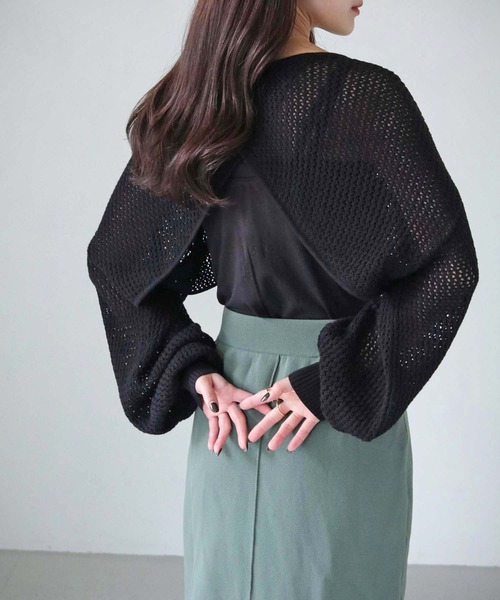 cheriella（シェリエラ）の「【cheriella】WEB限定透かし編みショートニットプルオーバー 新色追加（ニット/セーター・レディース・ブラック/アイボリー/パープル/ブルー・M）」の20枚目の写真