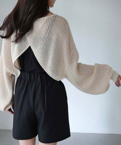 cheriella（シェリエラ）の「【cheriella】WEB限定透かし編みショートニットプルオーバー 新色追加（ニット/セーター・レディース・ブラック/アイボリー/パープル/ブルー・M）」の10枚目の写真