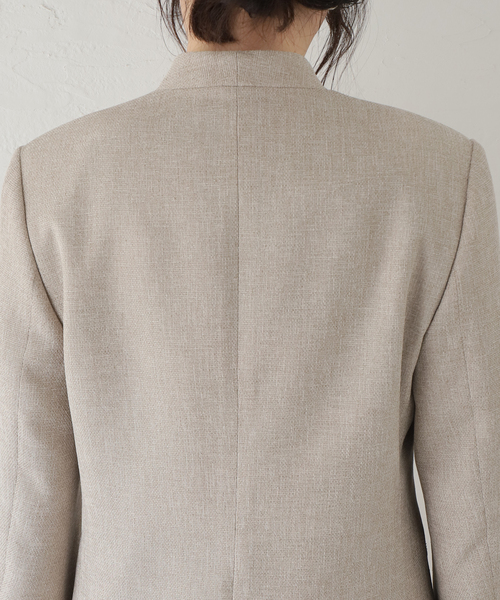 美品◆ジャーナルスタンダード麻ノーカラージャケット journal standard L'essage（ジャーナルスタンダードレサージュ