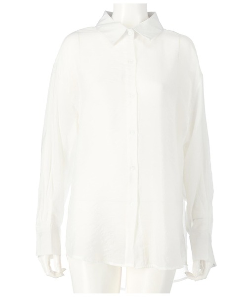 ANAP（アナップ）の「オーバーサイズシアーシャツ（シャツ/ブラウス・レディース・グリーン/ブラック/ベージュ/ホワイト/ピンク・FREE）」の6枚目の写真