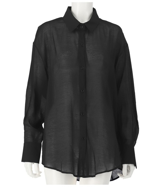 ANAP（アナップ）の「オーバーサイズシアーシャツ（シャツ/ブラウス・レディース・グリーン/ブラック/ベージュ/ホワイト/ピンク・FREE）」の7枚目の写真