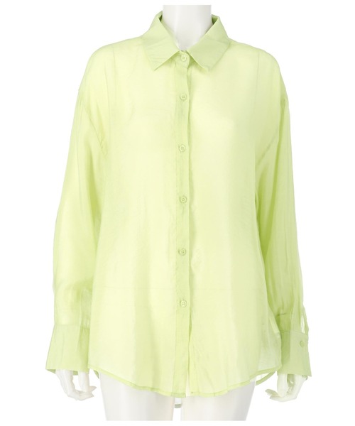 ANAP（アナップ）の「オーバーサイズシアーシャツ（シャツ/ブラウス・レディース・グリーン/ブラック/ベージュ/ホワイト/ピンク・FREE）」の9枚目の写真