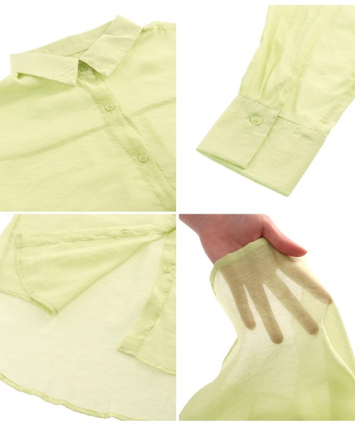 ANAP（アナップ）の「オーバーサイズシアーシャツ（シャツ/ブラウス・レディース・グリーン/ブラック/ベージュ/ホワイト/ピンク・FREE）」の10枚目の写真