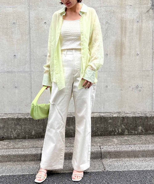 ANAP（アナップ）の「オーバーサイズシアーシャツ（シャツ/ブラウス・レディース・グリーン/ブラック/ベージュ/ホワイト/ピンク・FREE）」の16枚目の写真