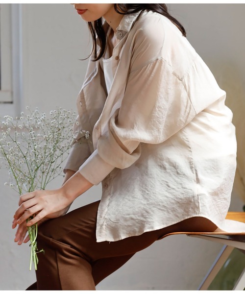 ANAP（アナップ）の「オーバーサイズシアーシャツ（シャツ/ブラウス・レディース・グリーン/ブラック/ベージュ/ホワイト/ピンク・FREE）」の21枚目の写真