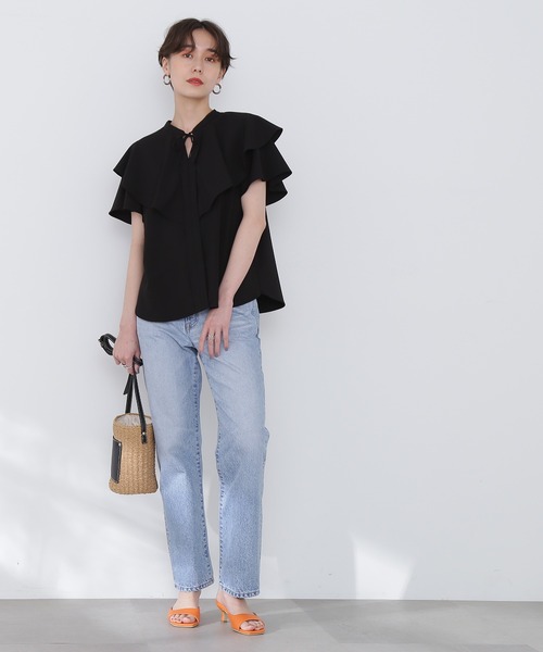 N.（N. Natural Beauty Basic）（エヌエヌナチュラルビューティーベーシック）の「◆ラッフルブラウス（シャツ/ブラウス・レディース・ブラック/オフホワイト/ブルー・MEDIUM）」の17枚目の写真