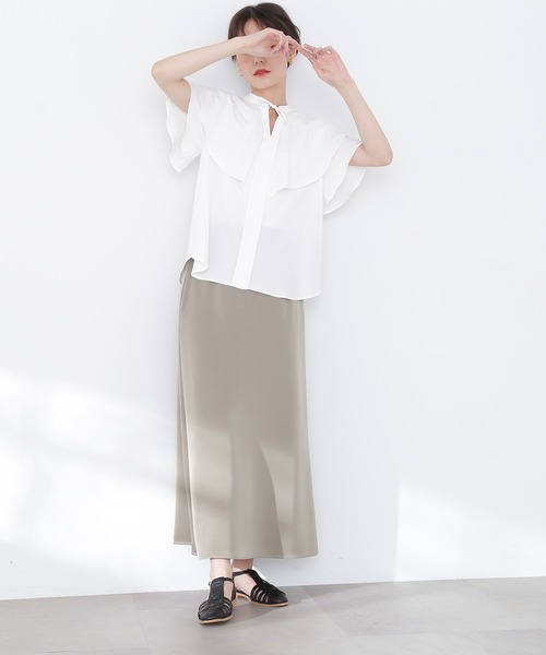 N.（N. Natural Beauty Basic）（エヌエヌナチュラルビューティーベーシック）の「◆ラッフルブラウス（シャツ/ブラウス・レディース・ブラック/オフホワイト/ブルー・MEDIUM）」の19枚目の写真