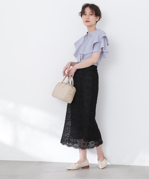 N.（N. Natural Beauty Basic）（エヌエヌナチュラルビューティーベーシック）の「◆ラッフルブラウス（シャツ/ブラウス・レディース・ブラック/オフホワイト/ブルー・MEDIUM）」の11枚目の写真