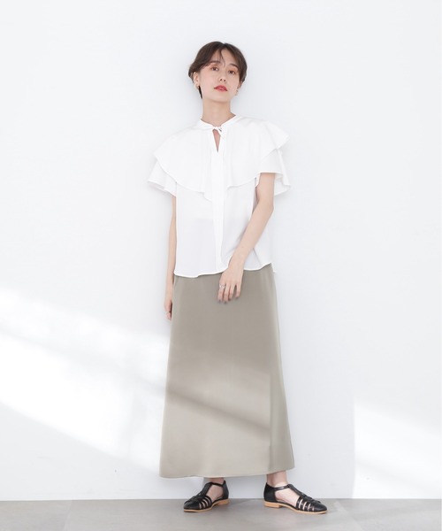 N.（N. Natural Beauty Basic）（エヌエヌナチュラルビューティーベーシック）の「◆ラッフルブラウス（シャツ/ブラウス・レディース・ブラック/オフホワイト/ブルー・MEDIUM）」の14枚目の写真