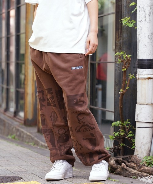 PLEASURES（プレジャー）の「PLEASURES/プレジャーズ CHOICES SWEATPANT スウェットパンツ 刺繍 ブランドロゴ ワイド リラックス（スウェットパンツ・メンズ・ブラウン・L/XL）」の18枚目の写真