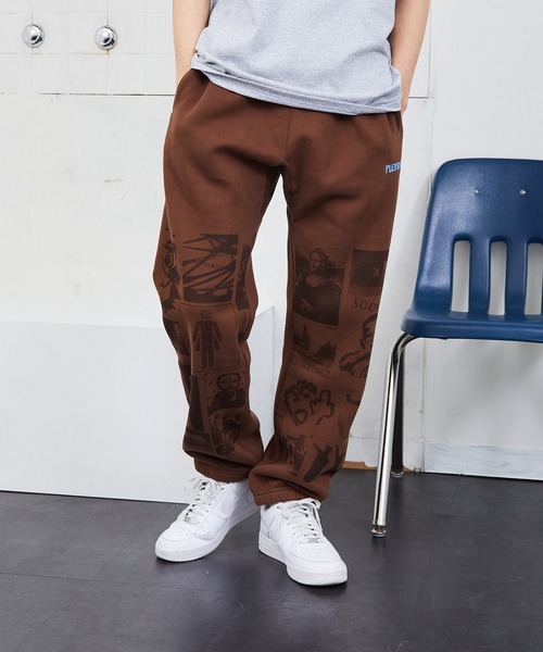 PLEASURES（プレジャー）の「PLEASURES/プレジャーズ CHOICES SWEATPANT スウェットパンツ 刺繍 ブランドロゴ ワイド リラックス（スウェットパンツ・メンズ・ブラウン・L/XL）」の16枚目の写真