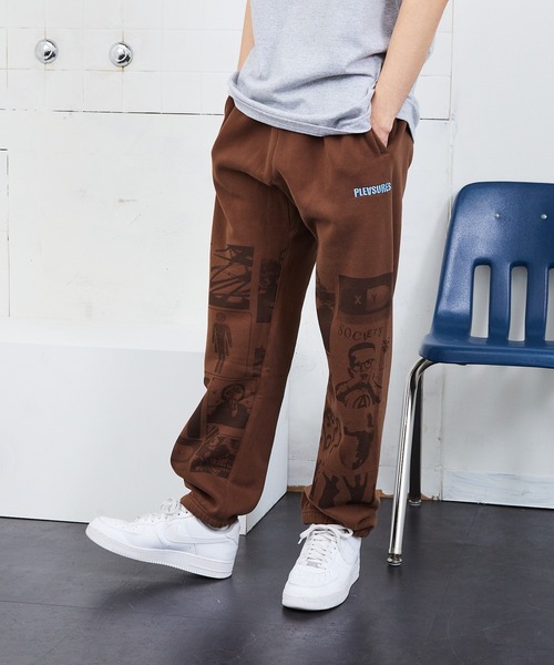 PLEASURES（プレジャー）の「PLEASURES/プレジャーズ CHOICES SWEATPANT スウェットパンツ 刺繍 ブランドロゴ ワイド リラックス（スウェットパンツ・メンズ・ブラウン・L/XL）」の17枚目の写真