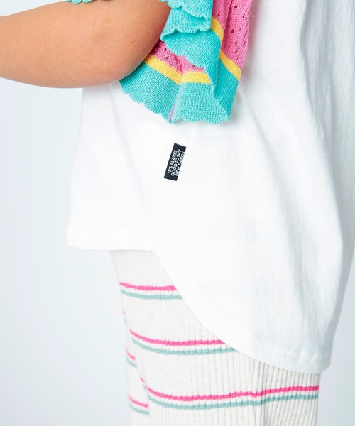 BREEZE（ブリーズ）の「ラインニットフリルTシャツ（Tシャツ/カットソー・キッズ・チャコール/オフホワイト/オレンジ・120/110/80/90/130/100/140）」の8枚目の写真