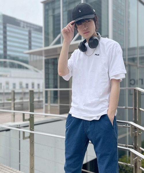 FILA(フィラ)の「FILA フィラ ブランド ロゴ ワンポイント 刺繍 グラデーション バックプリント 半袖 Tシャツ(Tシャツ/カットソー・メンズ・ブラック/ネイビー/ホワイト/サックスブルー・L/LL/M)」の18枚目の写真