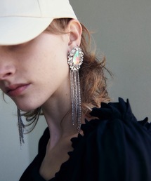 BIGストーン×ラインストーンデザインピアス