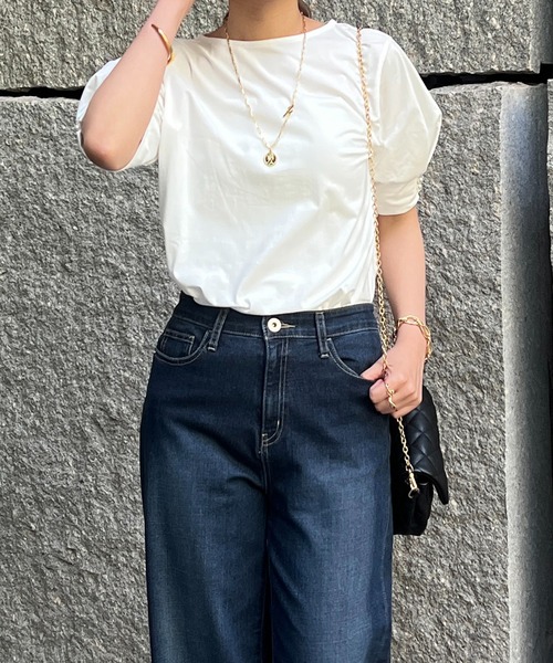 un dix cors（アンディコール）の「袖パールカットソー（Tシャツ/カットソー・レディース・オフホワイト/ブルー/ブラック・FREE）」の2枚目の写真