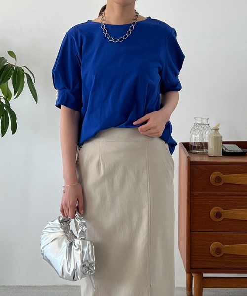 un dix cors（アンディコール）の「袖パールカットソー（Tシャツ/カットソー・レディース・オフホワイト/ブルー/ブラック・FREE）」の3枚目の写真