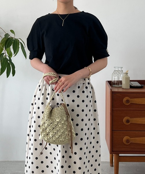 un dix cors（アンディコール）の「袖パールカットソー（Tシャツ/カットソー・レディース・オフホワイト/ブルー/ブラック・FREE）」の18枚目の写真