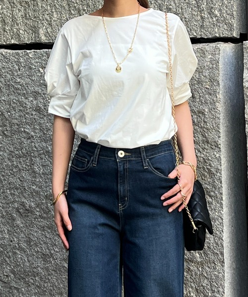 un dix cors（アンディコール）の「袖パールカットソー（Tシャツ/カットソー・レディース・オフホワイト/ブルー/ブラック・FREE）」の4枚目の写真