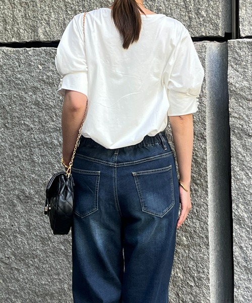 un dix cors（アンディコール）の「袖パールカットソー（Tシャツ/カットソー・レディース・オフホワイト/ブルー/ブラック・FREE）」の8枚目の写真