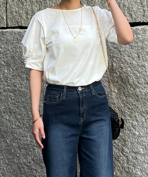 un dix cors（アンディコール）の「袖パールカットソー（Tシャツ/カットソー・レディース・オフホワイト/ブルー/ブラック・FREE）」の5枚目の写真