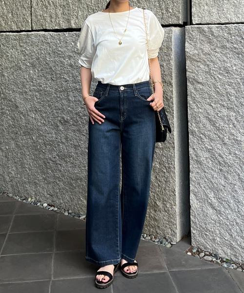 un dix cors（アンディコール）の「袖パールカットソー（Tシャツ/カットソー・レディース・オフホワイト/ブルー/ブラック・FREE）」の9枚目の写真