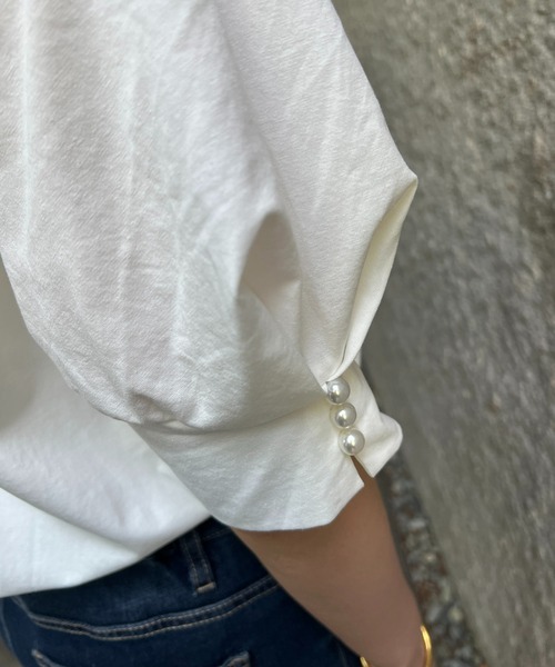 un dix cors（アンディコール）の「袖パールカットソー（Tシャツ/カットソー・レディース・オフホワイト/ブルー/ブラック・FREE）」の16枚目の写真