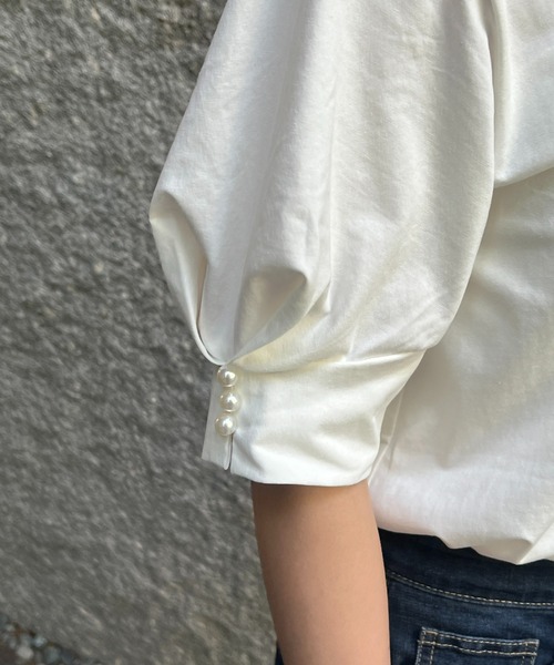 un dix cors（アンディコール）の「袖パールカットソー（Tシャツ/カットソー・レディース・オフホワイト/ブルー/ブラック・FREE）」の15枚目の写真
