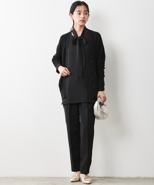 CHIC STYLE（シックスタイル）の「＜大きいサイズ＞ハイツイストレーヨン綿シンプルニットカーディガン シックスタイル（カーディガン/ボレロ・レディース・ブラック・L/LL/3L/4L/5L）」の7枚目の写真