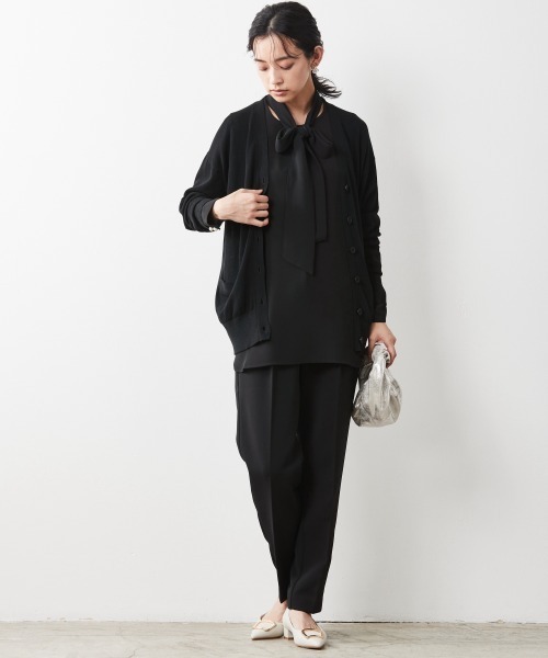 CHIC STYLE（シックスタイル）の「＜大きいサイズ＞ハイツイストレーヨン綿シンプルニットカーディガン シックスタイル（カーディガン/ボレロ・レディース・ブラック・L/LL/3L/4L/5L）」の3枚目の写真