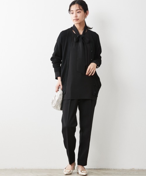 CHIC STYLE（シックスタイル）の「＜大きいサイズ＞ハイツイストレーヨン綿シンプルニットカーディガン シックスタイル（カーディガン/ボレロ・レディース・ブラック・L/LL/3L/4L/5L）」の6枚目の写真