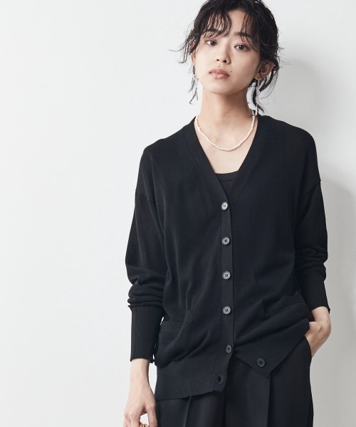 CHIC STYLE（シックスタイル）の「＜大きいサイズ＞ハイツイストレーヨン綿シンプルニットカーディガン シックスタイル（カーディガン/ボレロ・レディース・ブラック・L/LL/3L/4L/5L）」の15枚目の写真