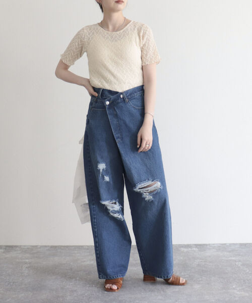 fredy emue(フレディエミュ)の「カットレース半袖プルオーバ(Tシャツ/カットソー・レディース・オフホワイト/アイボリー/ブラック・38)」の18枚目の写真