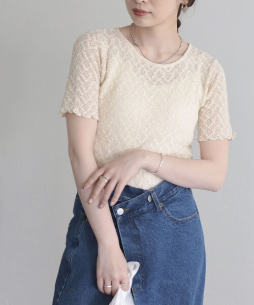 fredy emue(フレディエミュ)の「カットレース半袖プルオーバ(Tシャツ/カットソー・レディース・オフホワイト/アイボリー/ブラック・38)」の19枚目の写真