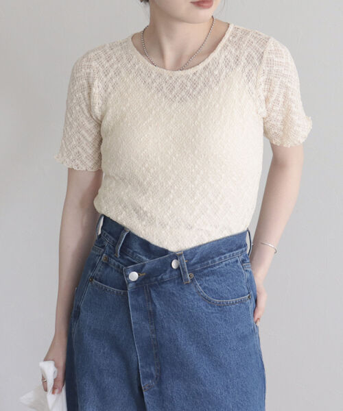 fredy emue(フレディエミュ)の「カットレース半袖プルオーバ(Tシャツ/カットソー・レディース・オフホワイト/アイボリー/ブラック・38)」の20枚目の写真