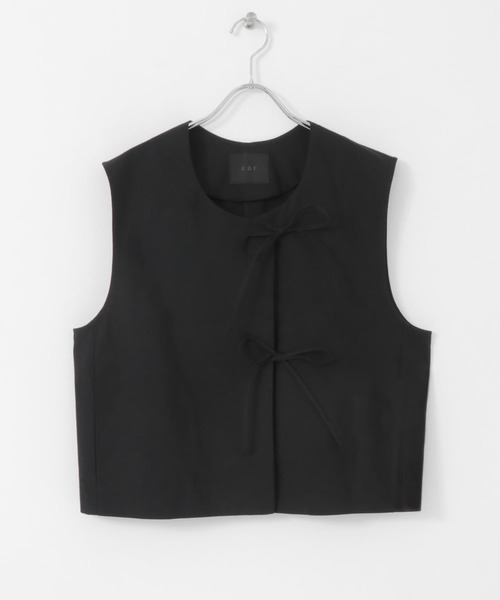 KBF(ケイビーエフ)の「リネンMIXノットショートベスト(ベスト・レディース・ブラック/キャメル/ライトグレー・ONE)」の9枚目の写真