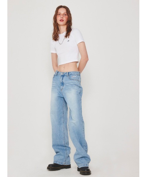 CRANK（クランク）の「【CRANK/クランク】LOGO PATCH JEANS / ジーンズ デニム ブルーデニム（デニムパンツ・レディース・ライトブルー/ブルー・S/M）」の3枚目の写真