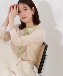 N.(N. Natural Beauty Basic) | ◆シアーバイカラーニットカーディガン(カーディガン/ボレロ)