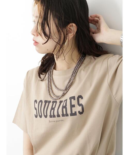 Samansa Mos2 blue（サマンサモスモスブルー）の「ロゴTシャツ（Tシャツ/カットソー・レディース・イエロー/ブラック/ベージュ/オフホワイト/パープル・F）」の3枚目の写真