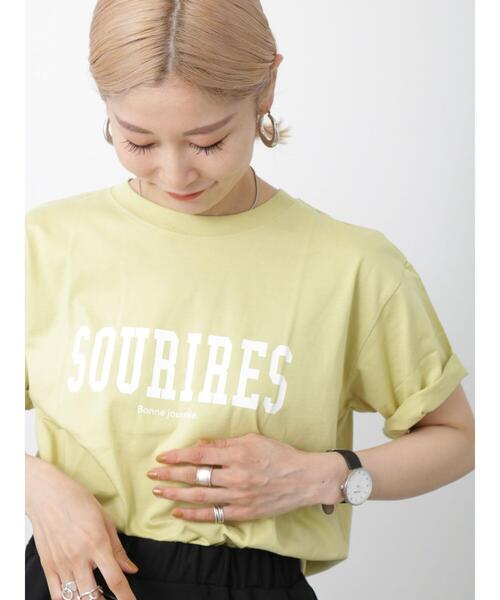 Samansa Mos2 blue（サマンサモスモスブルー）の「ロゴTシャツ（Tシャツ/カットソー・レディース・イエロー/ブラック/ベージュ/オフホワイト/パープル・F）」の5枚目の写真