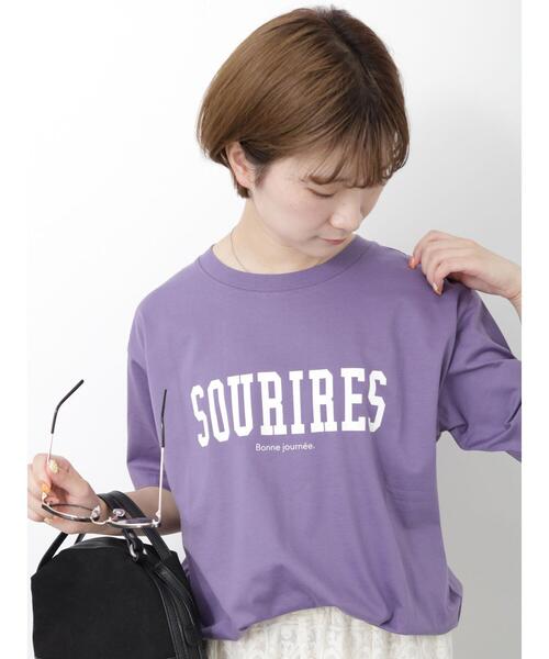 Samansa Mos2 blue（サマンサモスモスブルー）の「ロゴTシャツ（Tシャツ/カットソー・レディース・イエロー/ブラック/ベージュ/オフホワイト/パープル・F）」の10枚目の写真