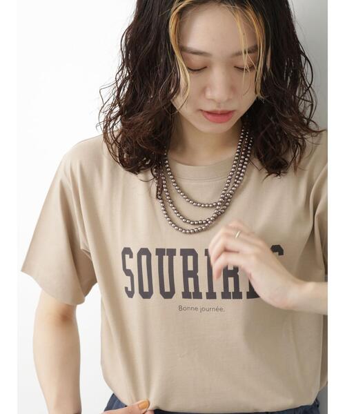 Samansa Mos2 blue（サマンサモスモスブルー）の「ロゴTシャツ（Tシャツ/カットソー・レディース・イエロー/ブラック/ベージュ/オフホワイト/パープル・F）」の12枚目の写真