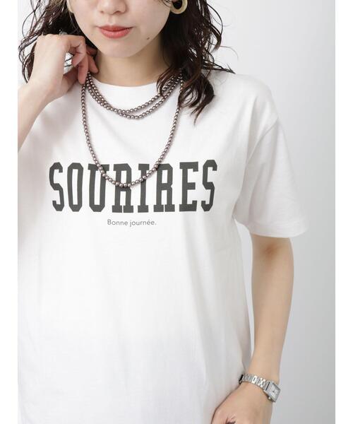 Samansa Mos2 blue（サマンサモスモスブルー）の「ロゴTシャツ（Tシャツ/カットソー・レディース・イエロー/ブラック/ベージュ/オフホワイト/パープル・F）」の14枚目の写真