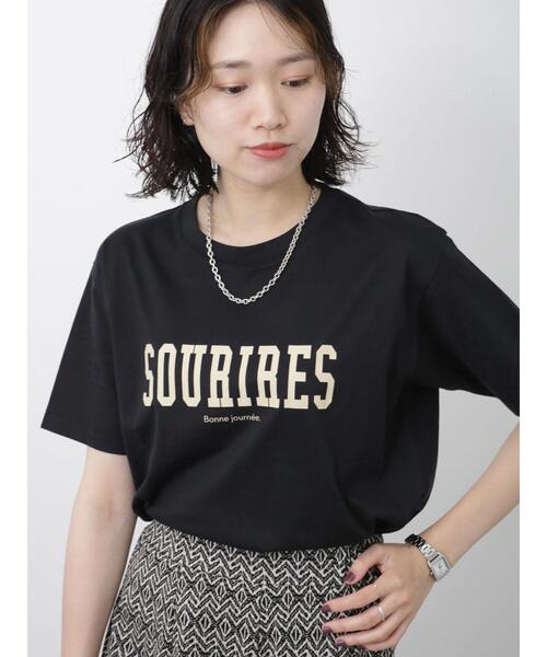 Samansa Mos2 blue（サマンサモスモスブルー）の「ロゴTシャツ（Tシャツ/カットソー・レディース・イエロー/ブラック/ベージュ/オフホワイト/パープル・F）」の15枚目の写真